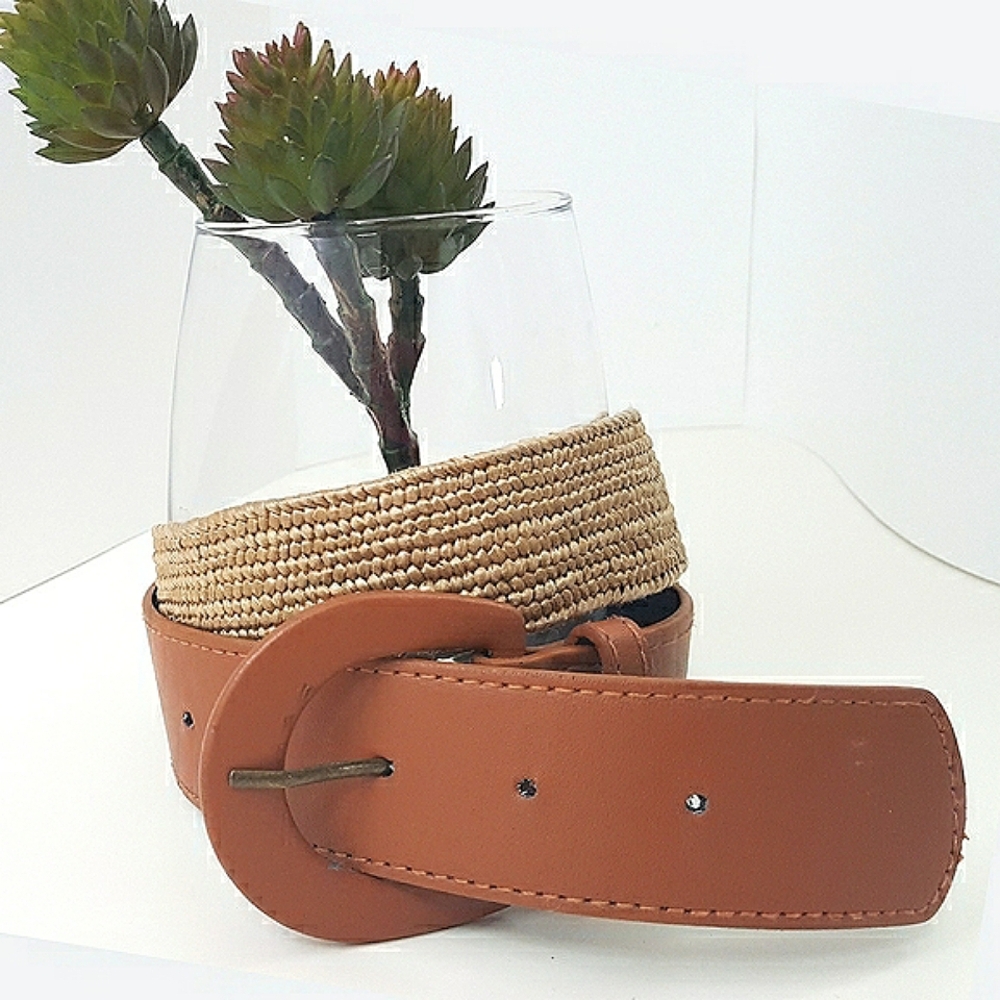 Boho Tan Woven Women's High Waist Belt
